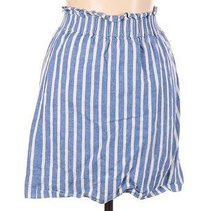 J Crew Women's White Blue Striped Linen Cotton Mini Skirt, Sz 12